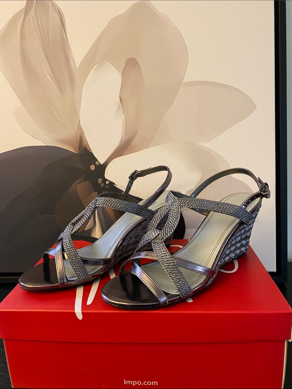Beautiful Impo Pewter Platform Sandals